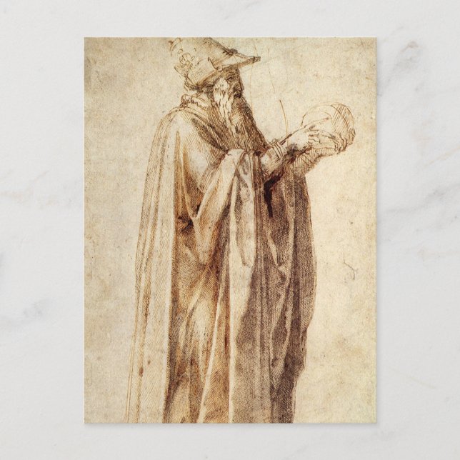 Griechischer Philosoph mit menschlichem Schädel vo Postkarte (Vorderseite)