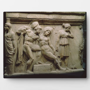 Griechischer Sarcophagus mit einer Szene, die die Fotoplatte