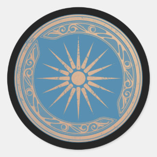 Griechischer Schild mit Vergina Sun-Aufkleber Runder Aufkleber