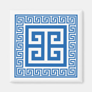 Griechischer Schlüssel Blau-Weiß-Magnet Magnet