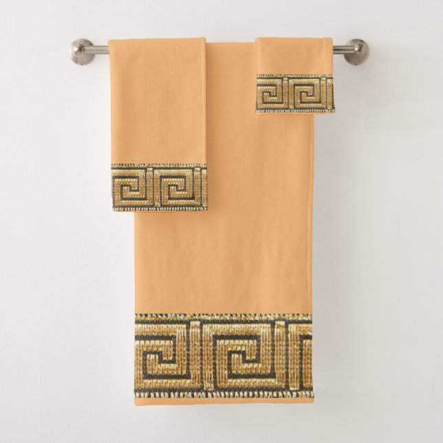 Griechischer Schlüssel des Lebensmeiers Symbol Gol Badhandtuch Set (Insitu)