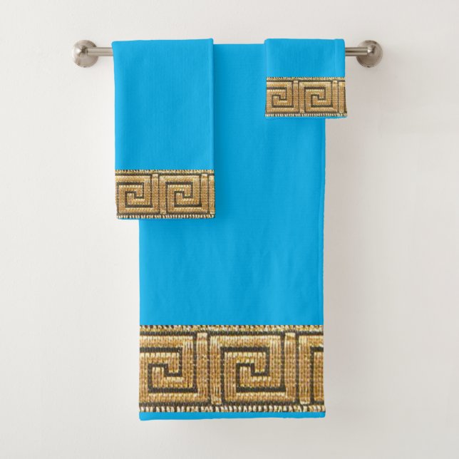 Griechischer Schlüssel des Lebensmeiers Symbol Gol Badhandtuch Set (Insitu)