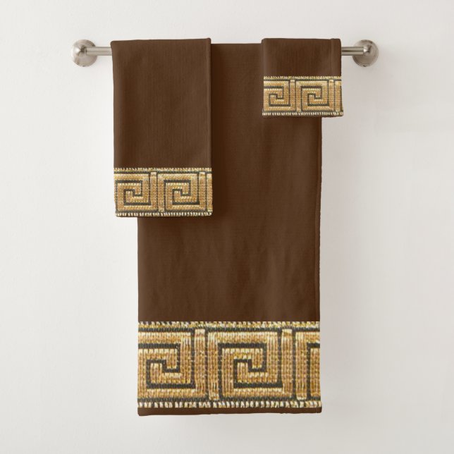 Griechischer Schlüssel des Lebensmeiers Symbol Gol Badhandtuch Set (Insitu)