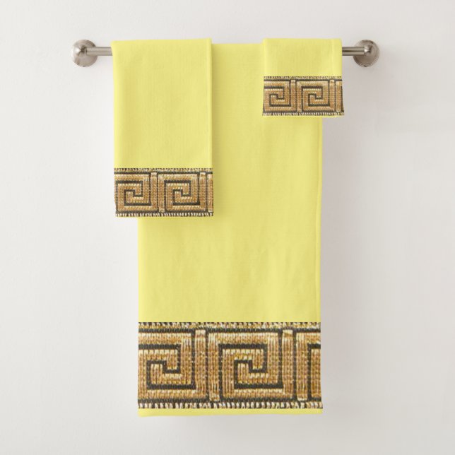 Griechischer Schlüssel des Lebensmeiers Symbol Gol Badhandtuch Set (Insitu)
