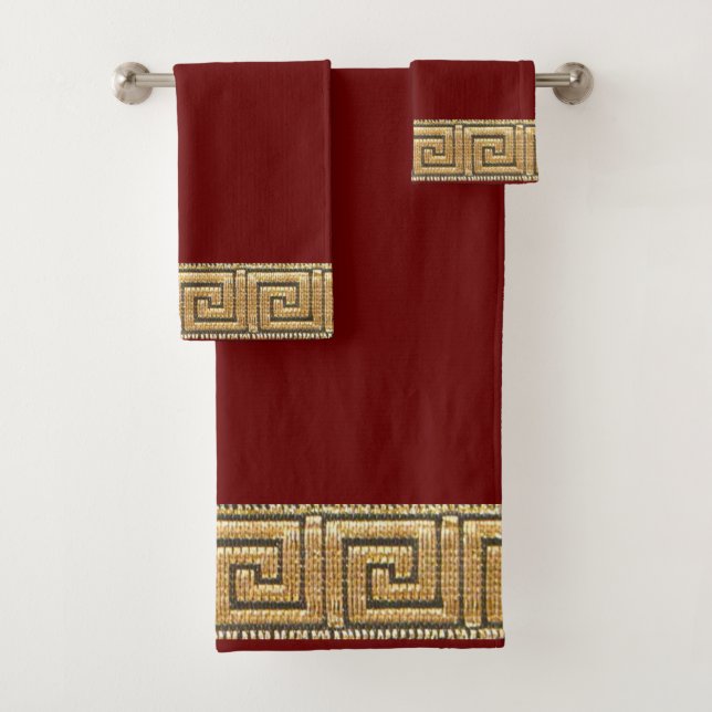 Griechischer Schlüssel des Lebensmeiers Symbol Gol Badhandtuch Set (Insitu)
