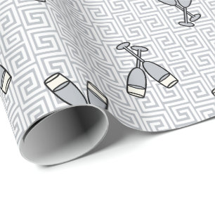 Griechischer Schlüssel Jubiläums Toast - Silber & Geschenkpapier