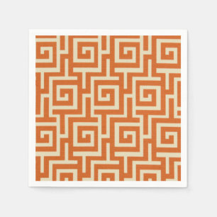 Griechischer Schlüssel Orange Serviette