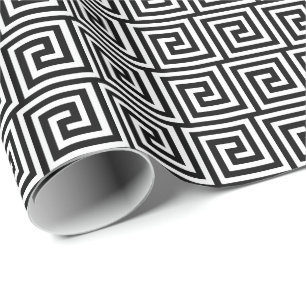 Griechischer Schlüssel, Schwarzweiss Geschenkpapier
