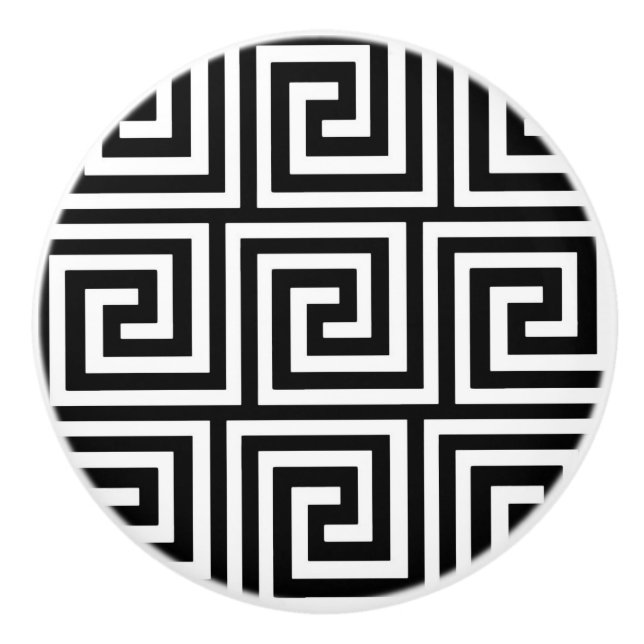 Griechischer Schlüssel, Schwarzweiss Keramikknauf (Vorderseite)