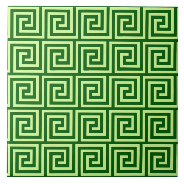 Griechischer Schlüssel, Smaragdgrün und Limon Fliese (Vorderseite)