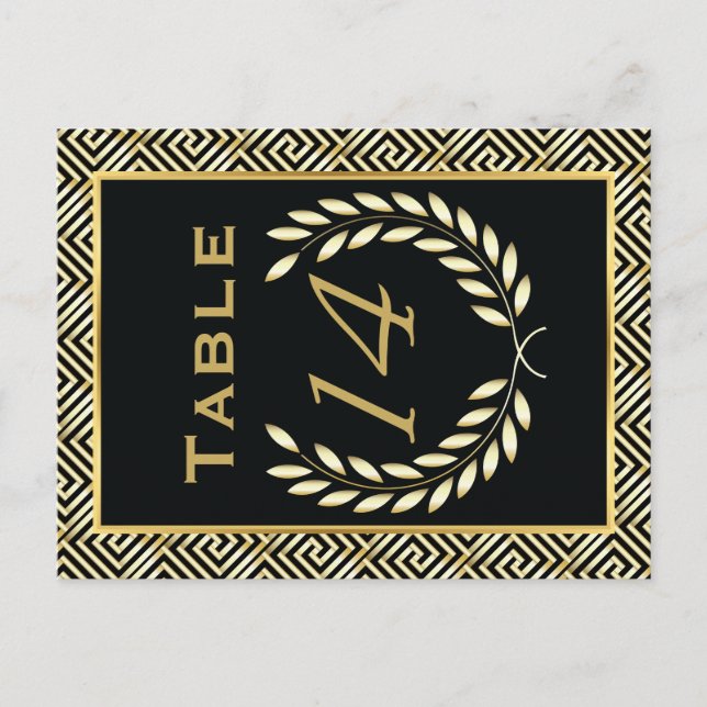 Griechischer Schlüssel und Lorbeerkranz Tischnumme Postkarte (Vorderseite)