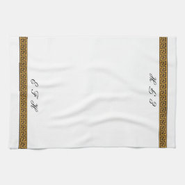 griechischer Schlüssel und Monogramm Geschirrtuch