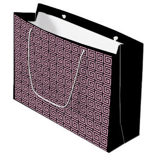 Griechischer Schlüsselentwurf - Rosa und Schwarze Große Geschenktüte