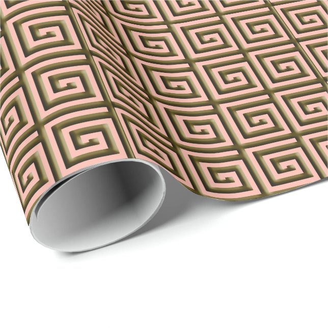Griechischer Schlüsselentwurf - schokoladenbraun Geschenkpapier (Rolleneckpunkt)