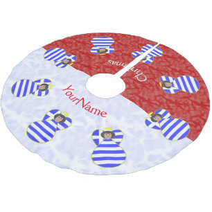 Griechischer schwarzer Haarengel rot weiß personal Polyester Weihnachtsbaumdecke