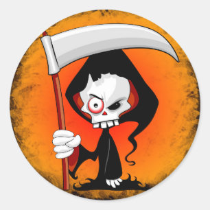 Griechischer Sensenmann Creepischer Funny Cartoon Runder Aufkleber