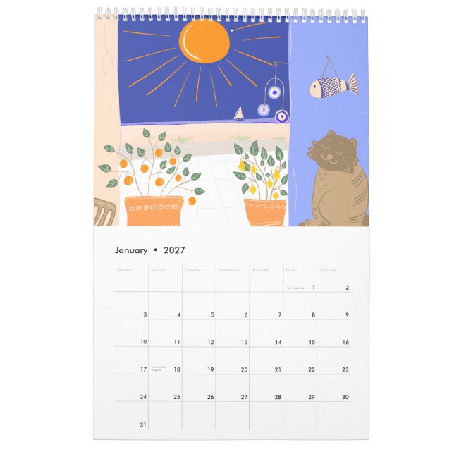 Griechischer Sommer Szenen & Muster Kalender (Jan 2027)