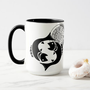 Griechischer Stil Fische mit Fisch Zodiac Chart Tasse