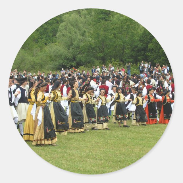 Griechischer Tanz Runder Aufkleber (Vorderseite)