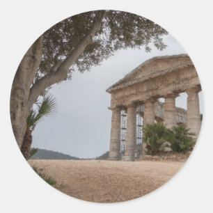 Griechischer Tempel bei Segesta, Sizilien Runder Aufkleber