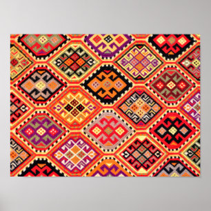 griechischer Teppich traditionelles Motiv Folklore Poster