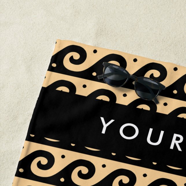 Griechischer Zeigerschlüssel, Wave Key, Braun, Ihr Strandtuch (Beispiel)