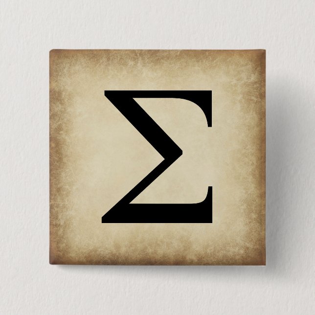 Griechisches Alphabet-Buchstabe-Sigma Button (Vorderseite)