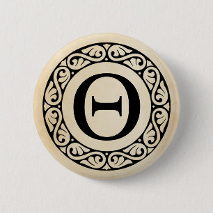 Griechisches Alphabet-Buchstabe-Theta Button