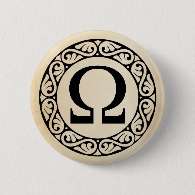 Griechisches Alphabet Letter Omega Button (Vorderseite)