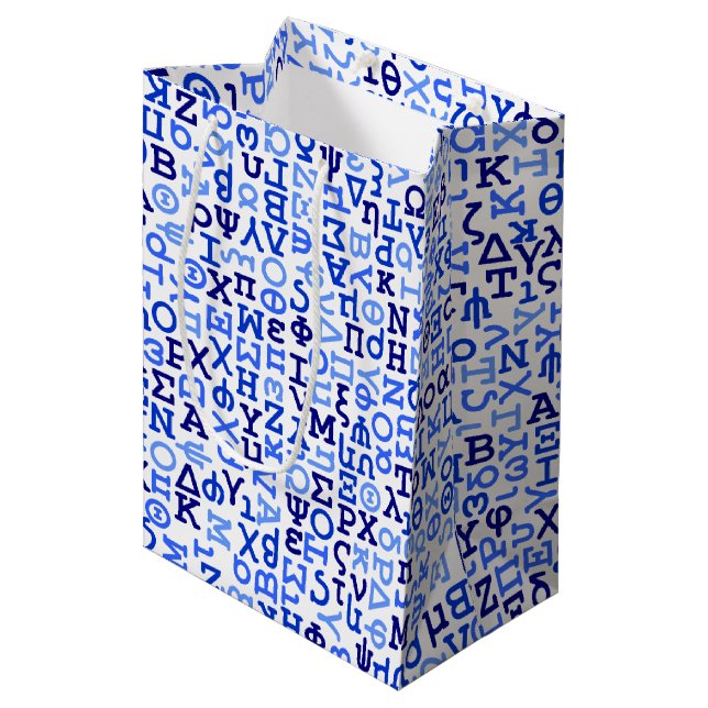 Griechisches Alphabet Mittlere Geschenktüte (Vorderseite Schrägansicht)