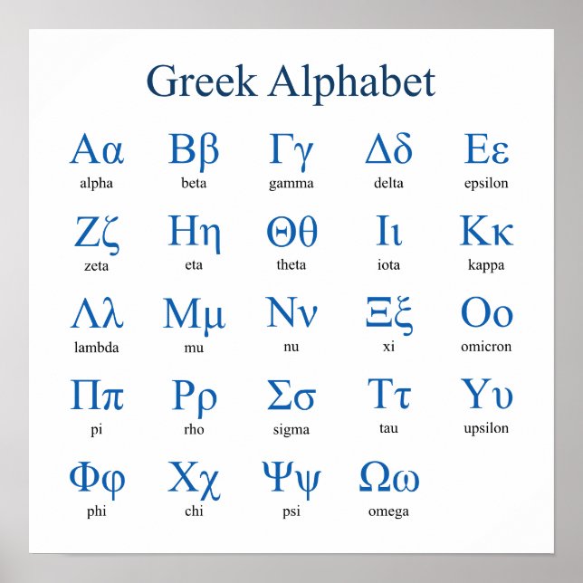 Griechisches Alphabet Poster Quadrat (Vorne)