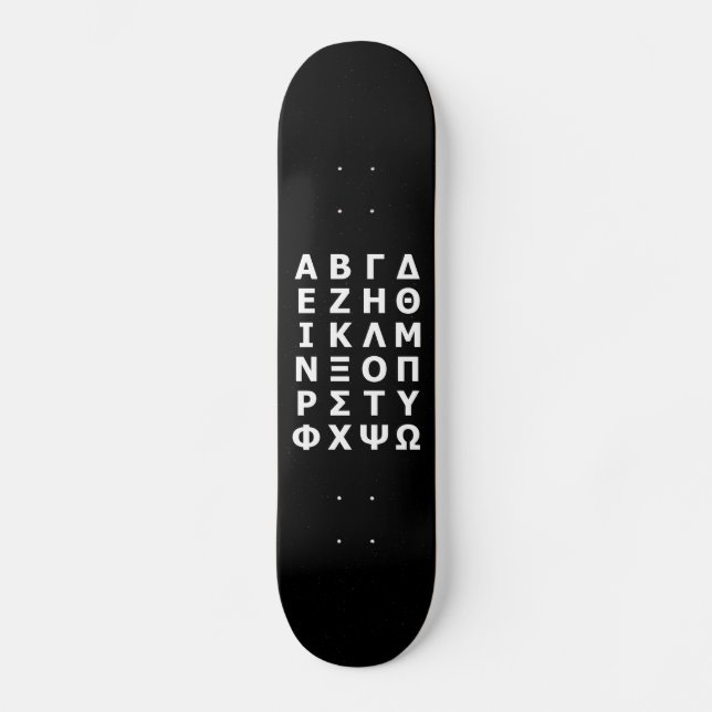 Griechisches Alphabet-Skateboard Skateboard (Vorderseite)