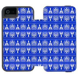 Griechisches Arabesken-Mittelmeer-Muster Blau Incipio Watson™ iPhone 5 Geldbörsen Hülle