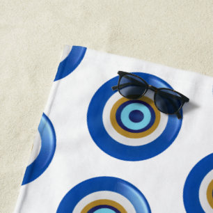 Griechisches Auge Design - Text hinzufügen Strandtuch