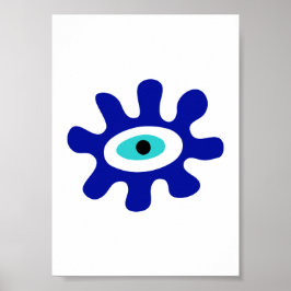 Griechisches Auge Modern Blue Splash Design Poster