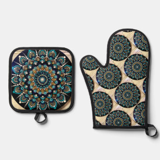 Griechisches Auge Ofenhandschuh & Topflappen-Set