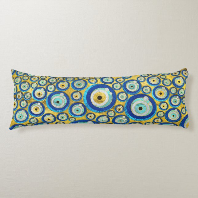 Griechisches blaues GlasBlicks-Amulett-Muster Seitenschläferkissen (Vorderseite)