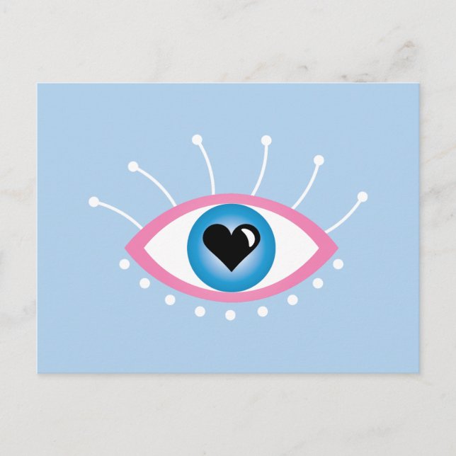 Griechisches böse Auge mit Augenlider rosa Blau Postkarte (Vorderseite)
