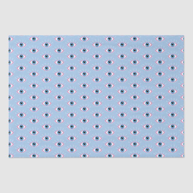 Griechisches böse Auge mit Augenlider rosa Blau Seidenpapier (Vorderseite)