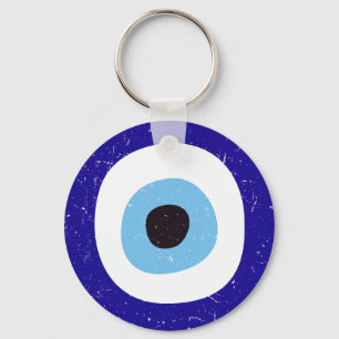 Griechisches Böse-Augen-Distressed-Design Schlüsselanhänger