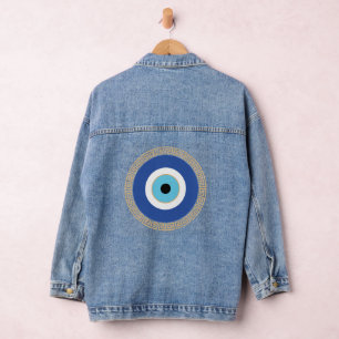 Griechisches böses Auge auf griechischer Ebene Jeansjacke
