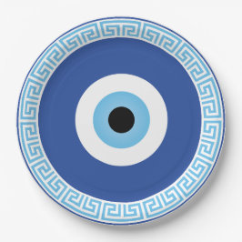 Griechisches böses Auge auf griechischer Ebene Pappteller