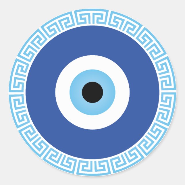 Griechisches böses Auge auf griechischer Ebene Runder Aufkleber (Vorderseite)