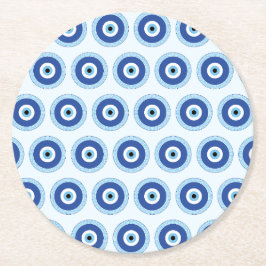 Griechisches böses Auge auf griechischer Ebene Runder Pappuntersetzer