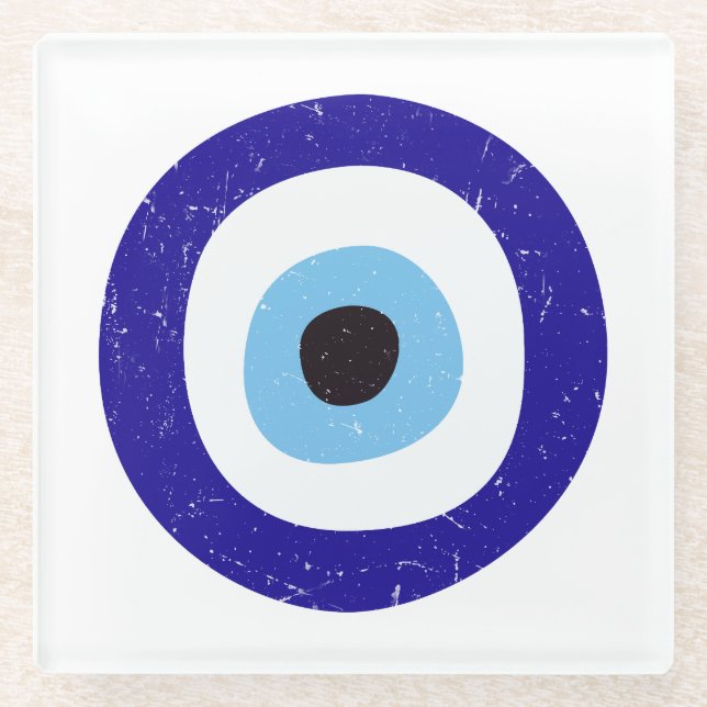 Griechisches böses Auge stört Design Glasuntersetzer (Vorderseite)
