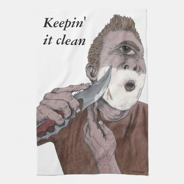 Griechisches Cyclops Knife Shave Fantasy Kittuch Geschirrtuch (Vertikal)
