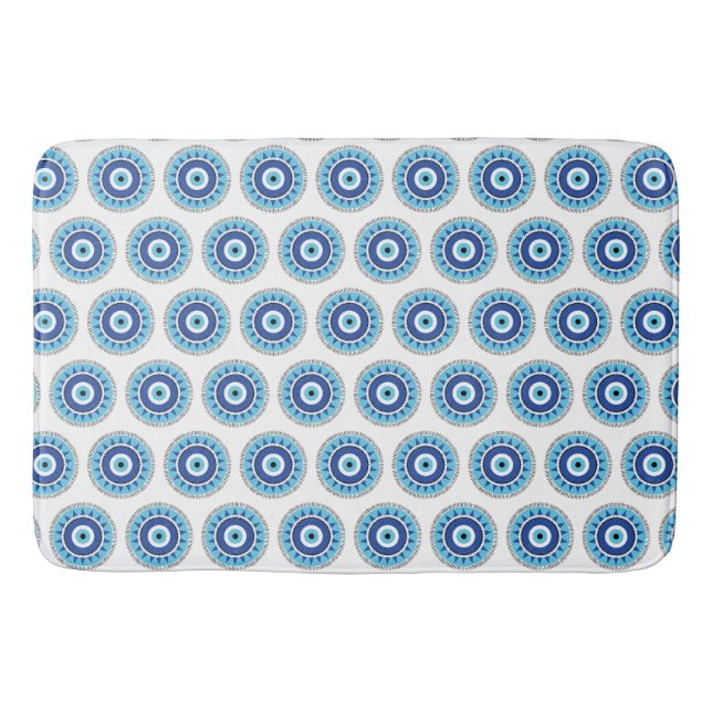 Griechisches Evil Eye Blau Badematte (Vorderseite)
