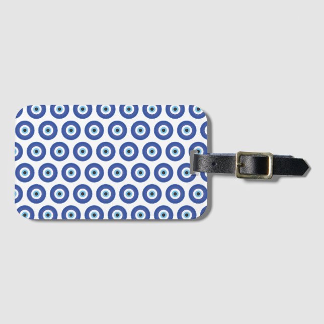 Griechisches Evil Eye Blau Gepäckanhänger (Vorderseite (Horizontal))