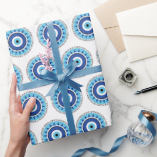 Griechisches Evil Eye Blau Geschenkpapier