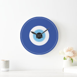 Griechisches Evil Eye Blau Große Wanduhr
